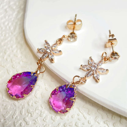 Purple Rain Petal Dangle Earrings - Sisilia Jewels