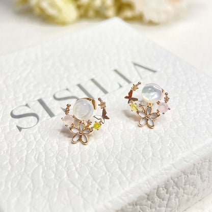 Blossom Gem Circle Studs - Sisilia Jewels