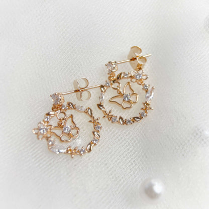 Fluttering Rose Gold Wreath Drop Earrings - Sisilia Jewels