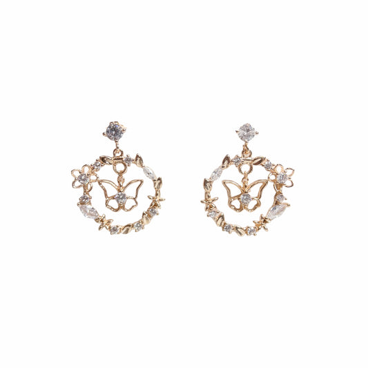 Fluttering Rose Gold Wreath Drop Earrings - Sisilia Jewels