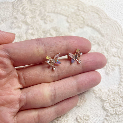 Rose Gold Flutter Gem Studs - Sisilia Jewels