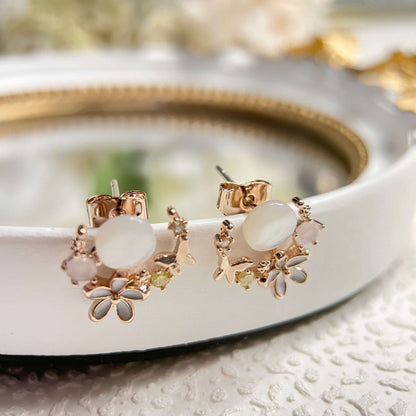 Blossom Gem Circle Studs - Sisilia Jewels