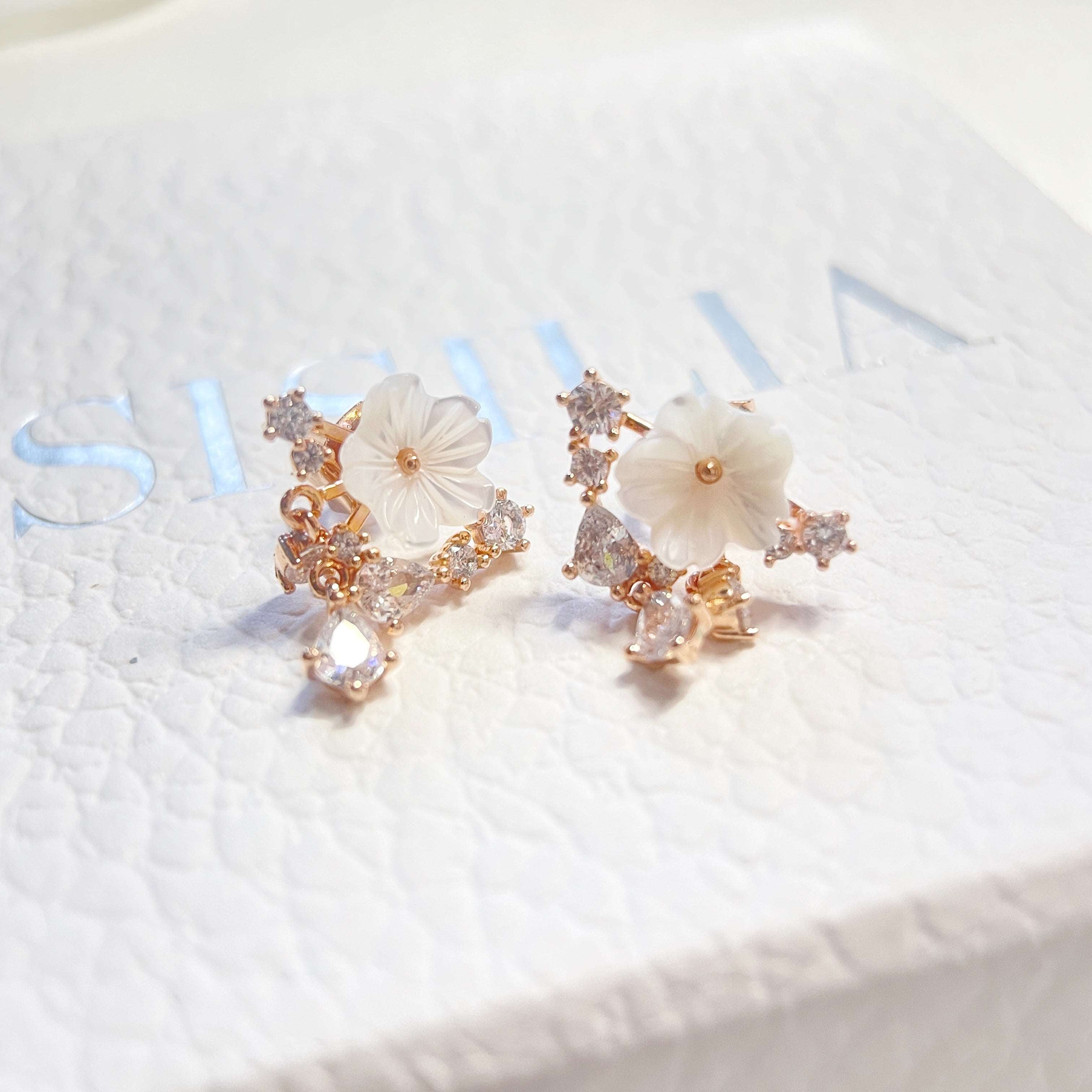 Mother-of-pearl Petal Radiance Drops - Sisilia Jewels