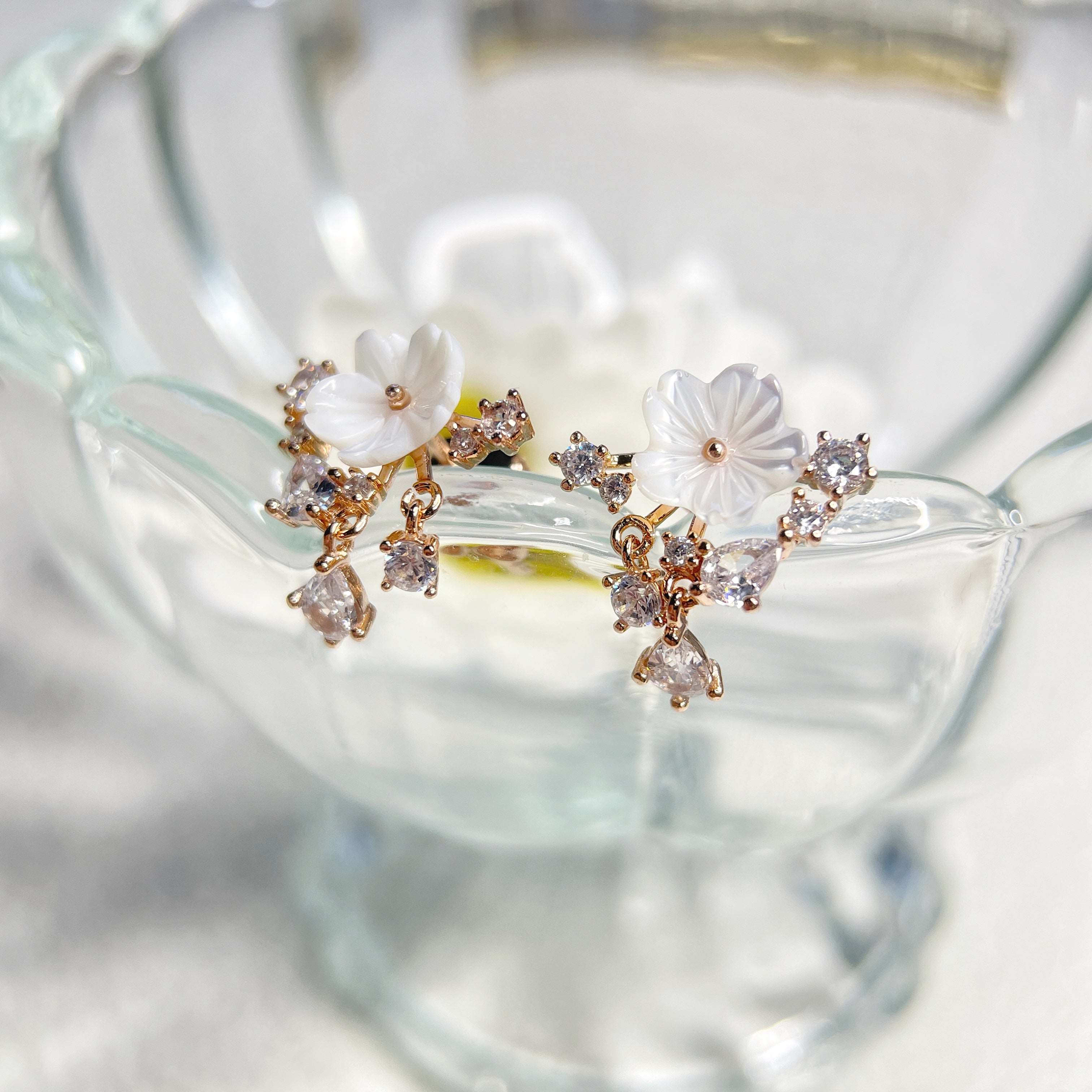 Mother-of-pearl Petal Radiance Drops - Sisilia Jewels