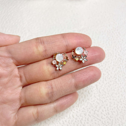 Blossom Gem Circle Studs - Sisilia Jewels