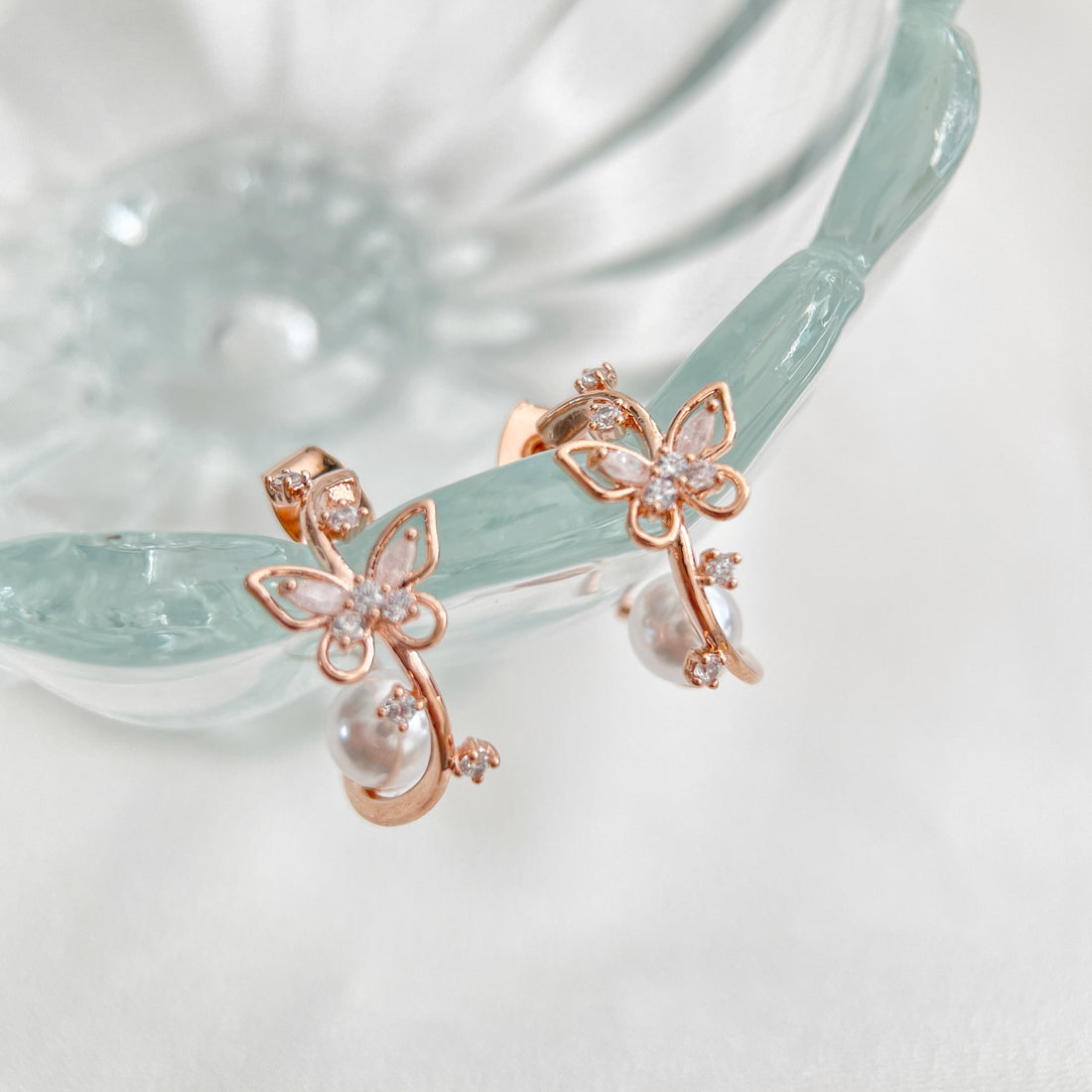 Rosewing Pearl Accent Hoops - Sisilia Jewels