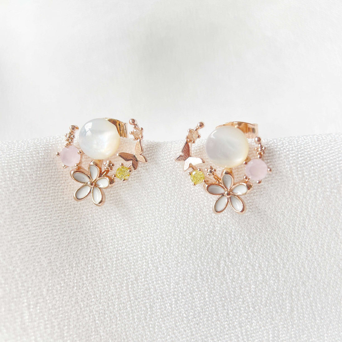 Blossom Gem Circle Studs - Sisilia Jewels