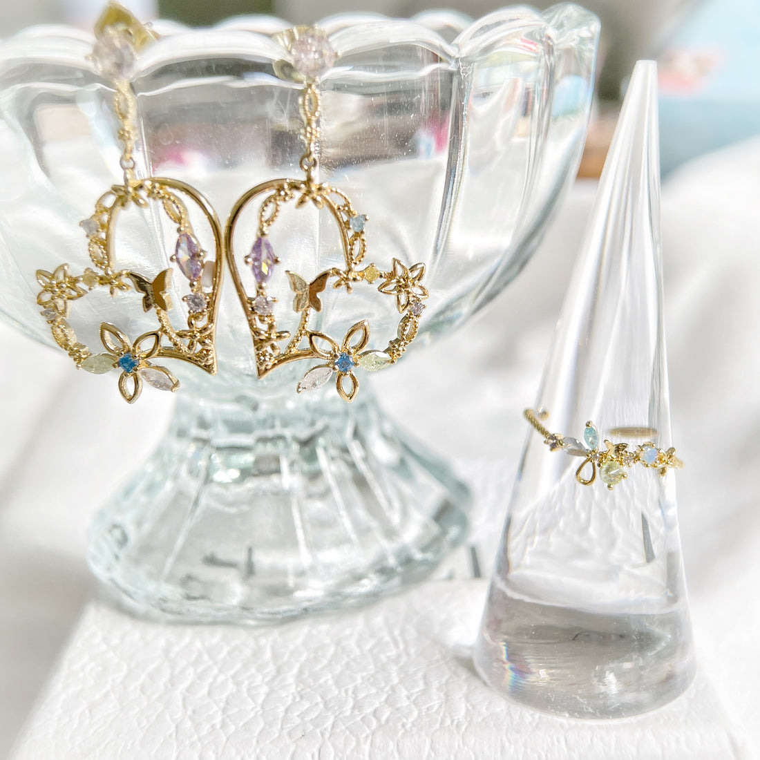 Butterfly Gem Gold Jewelry Set - Sisilia Jewels