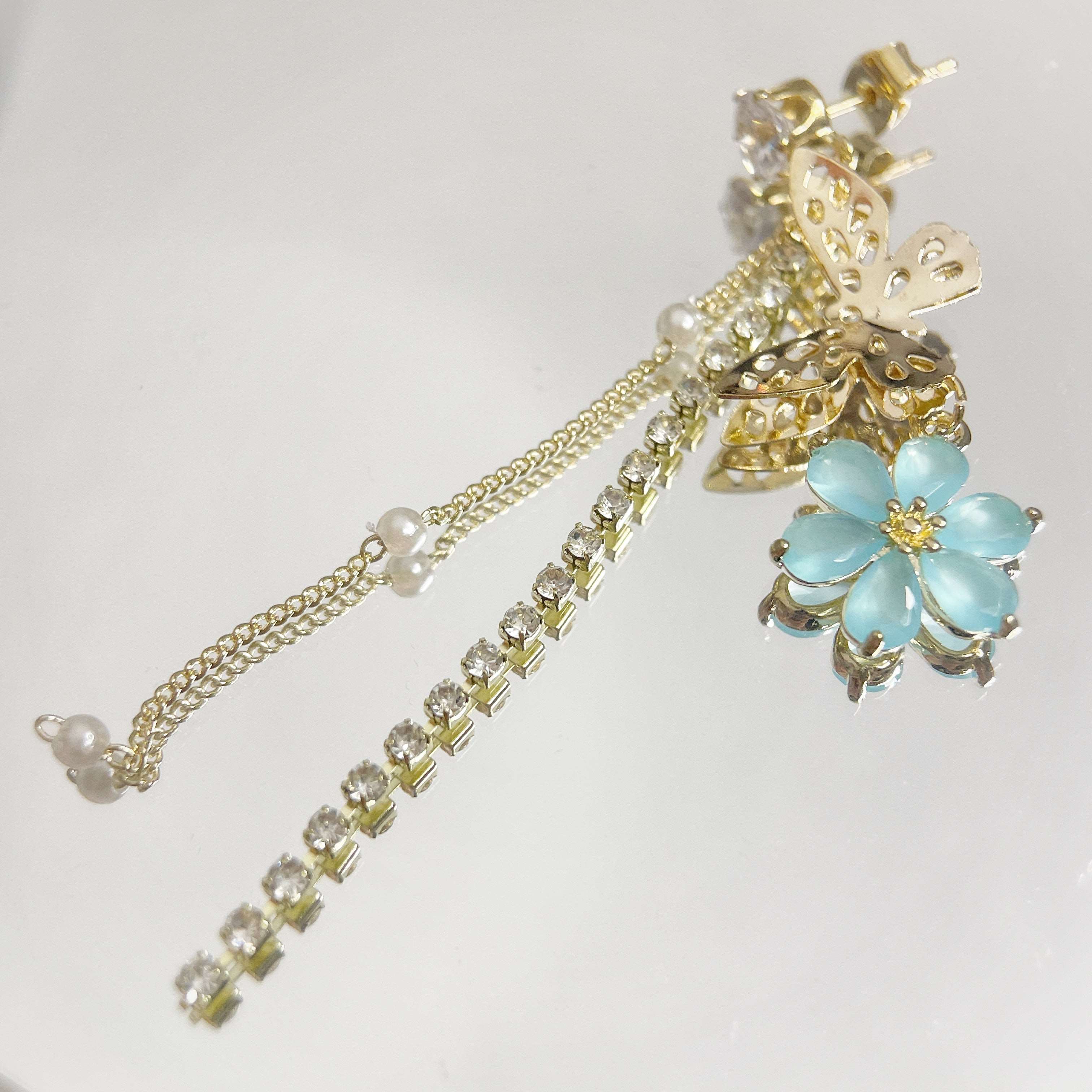 Asymmetric Aquamarine Butterfly Dangles - Sisilia Jewels