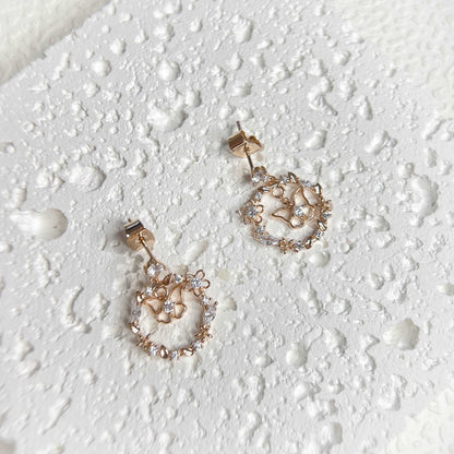 Fluttering Rose Gold Wreath Drop Earrings - Sisilia Jewels