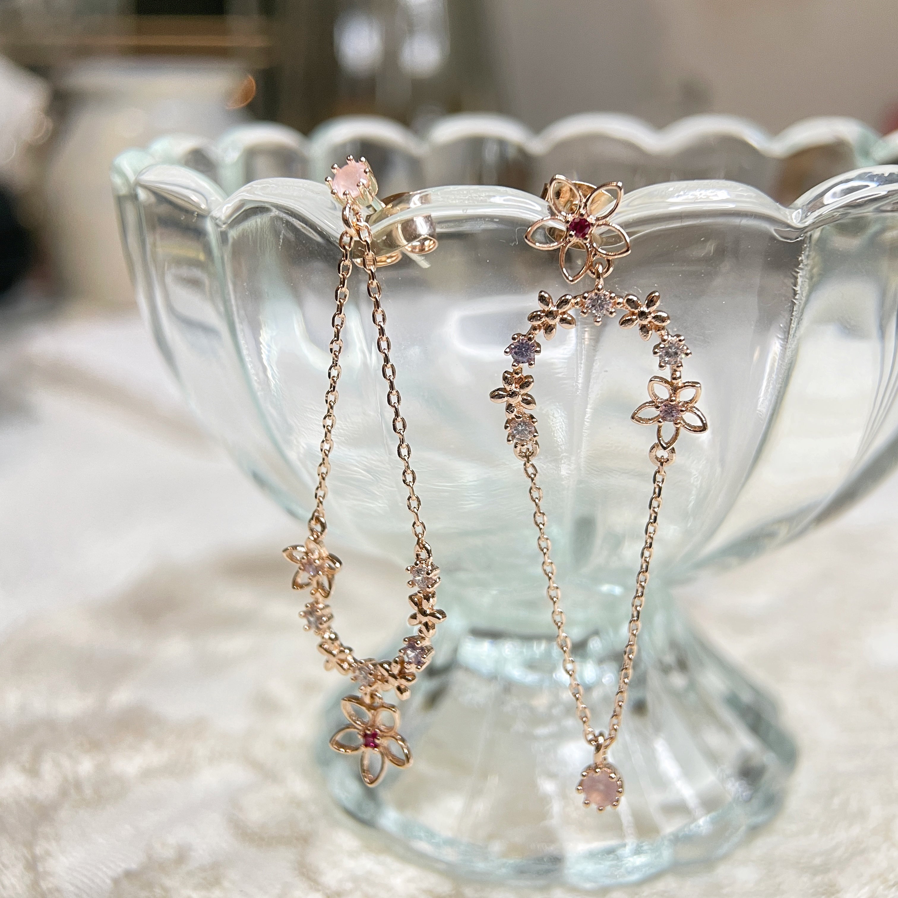 Rose Gold Dainty Flower Jewelry Set