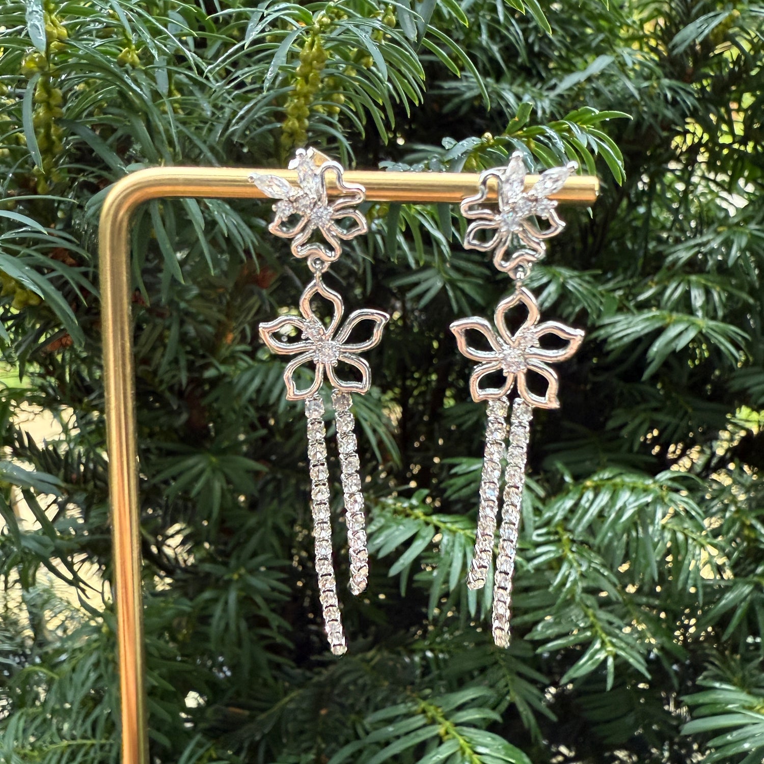 Twin Bloom Silver Tassel Dangles