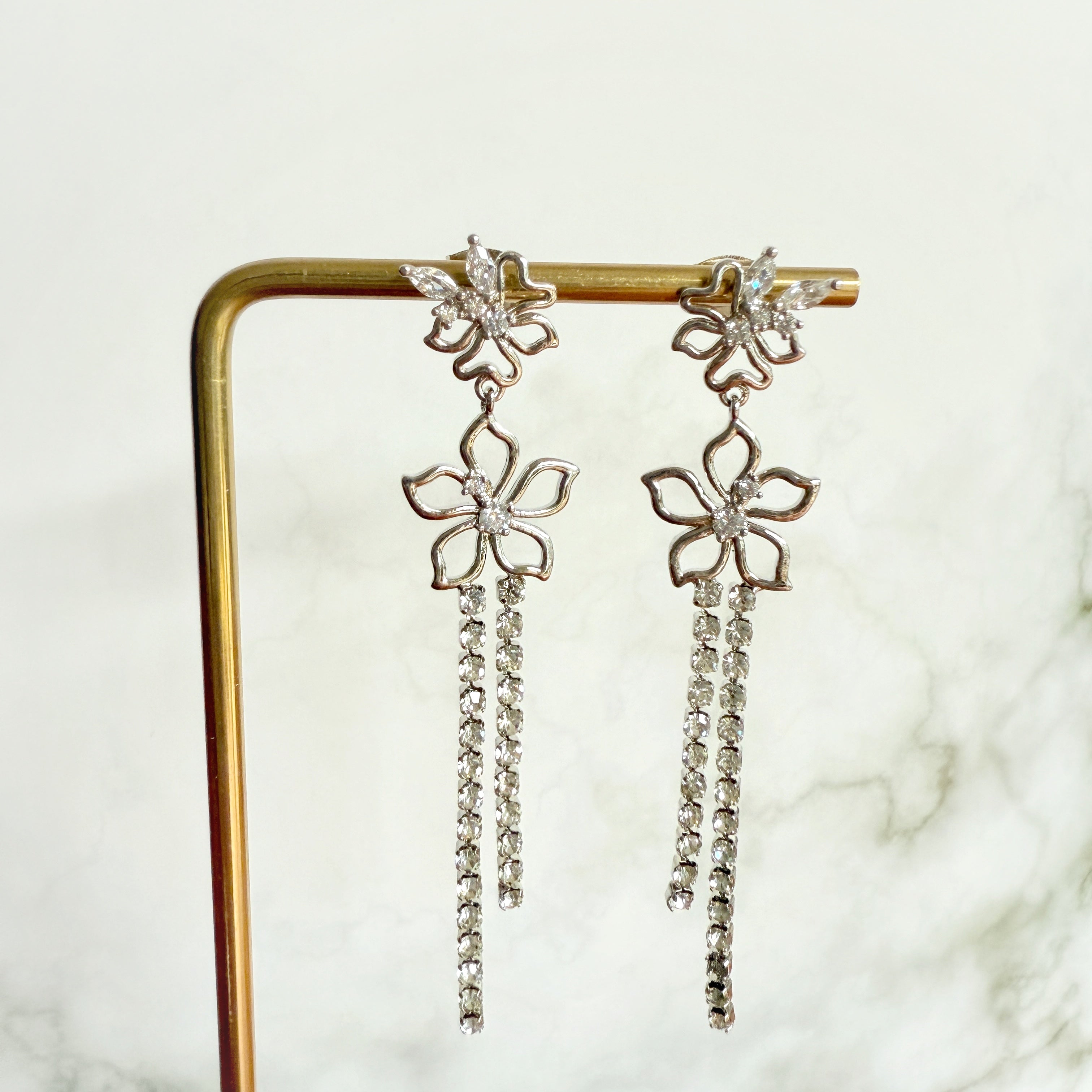 Twin Bloom Silver Tassel Dangles