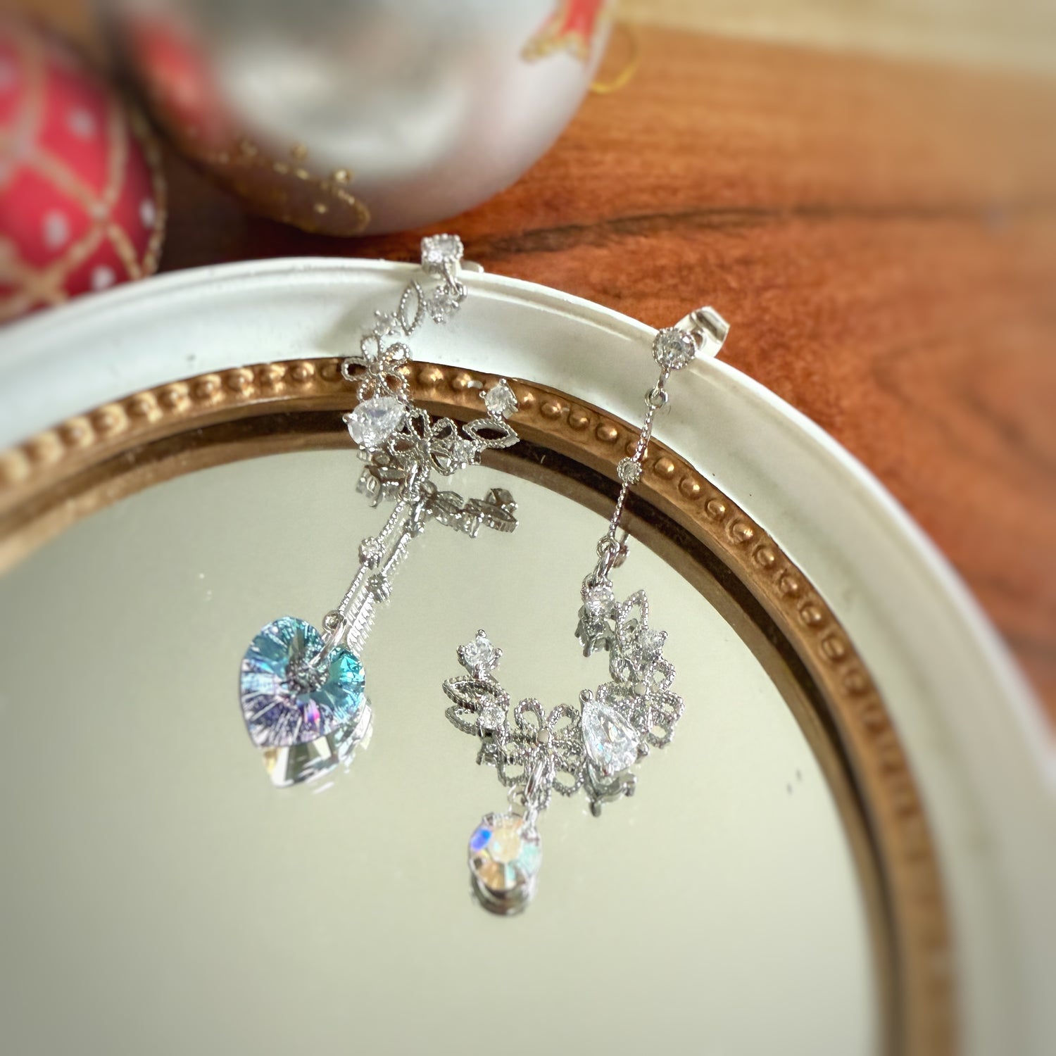 Asymmetrical Swarovski Flower earring dangles