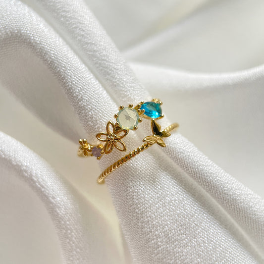 Botanical garden gold double band adjustable ring - Sisilia Jewels