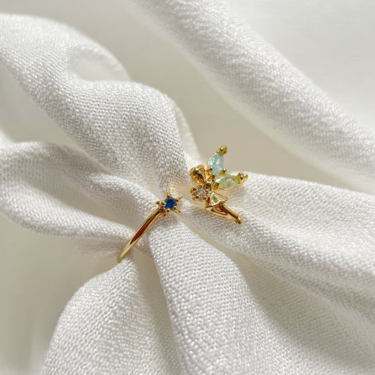 Fluttering Fairy Gold Adjustable Ring - Sisilia Jewels