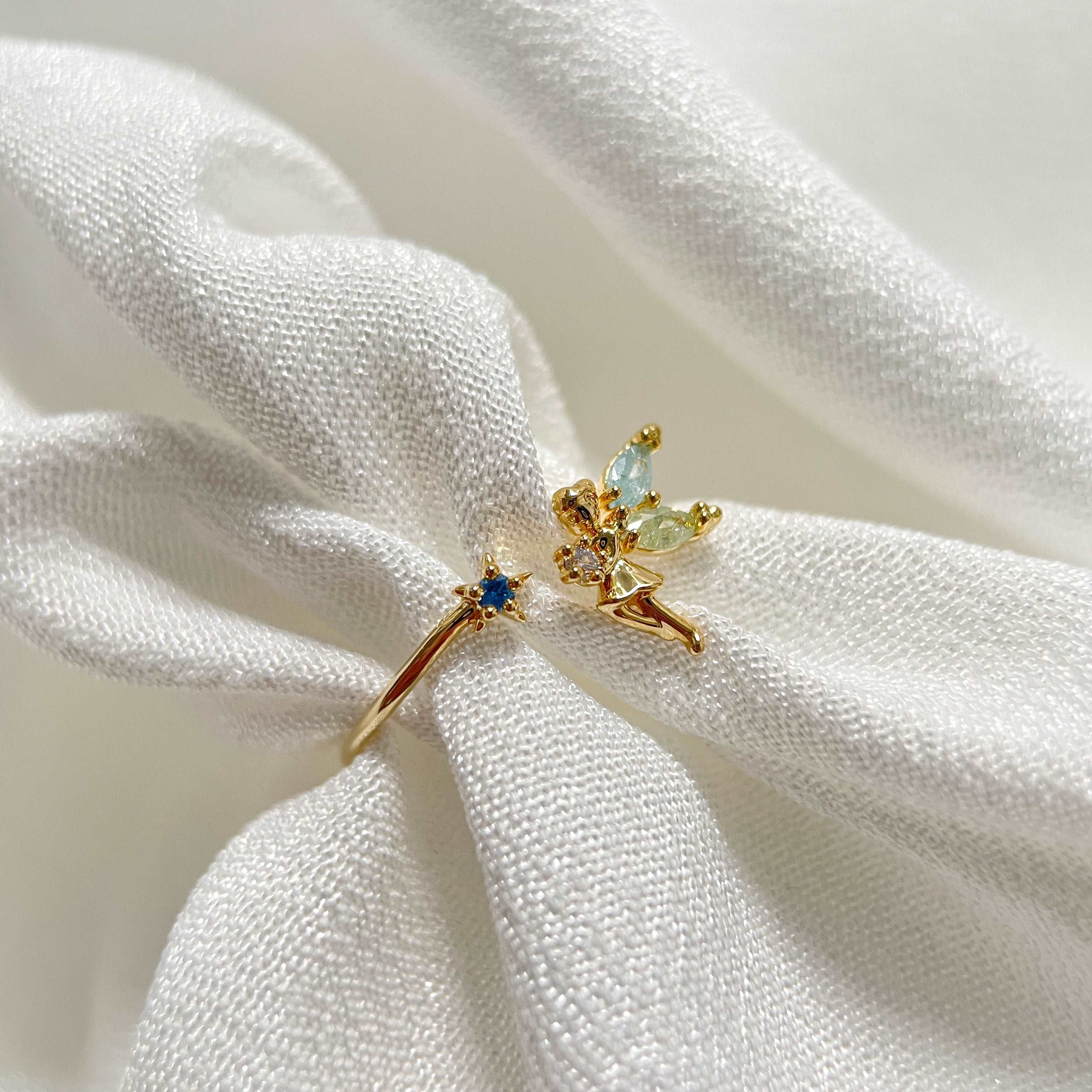 Fluttering Fairy Gold Adjustable Ring - Sisilia Jewels