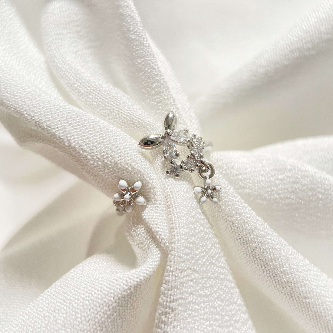 Butterfly Twin Blossom Silver Adjustable Ring - Sisilia Jewels