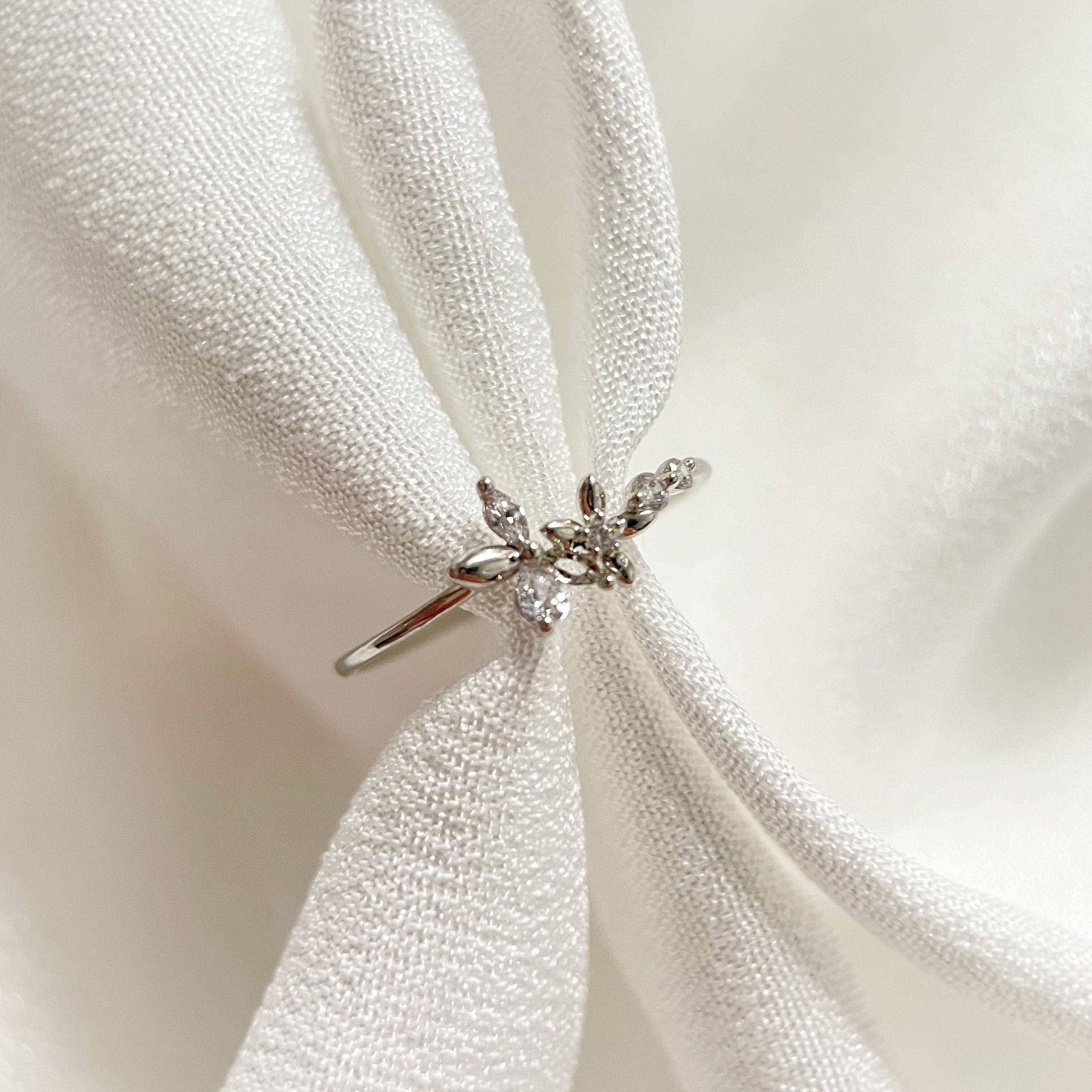 Twin Bloom CZ Radiance Silver Open Ring - Sisilia Jewels