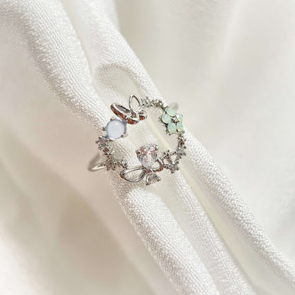 Twirling Butterfly Garden Silver Adjustable Ring - Sisilia Jewels