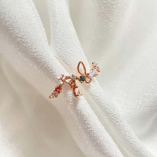 Vibrant Butterfly Dance Rose Gold Adjustable Ring - Sisilia Jewels