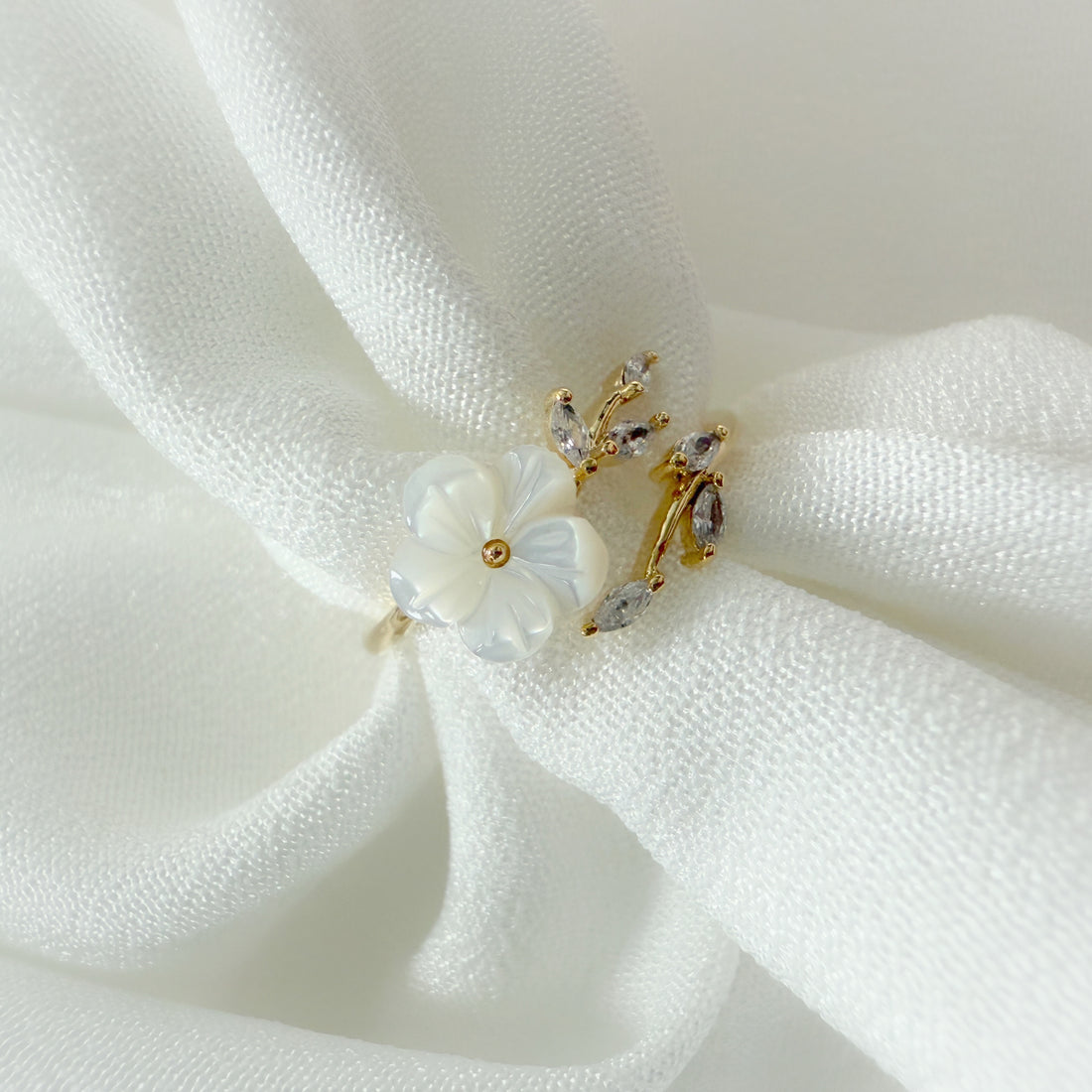 Magnolia Flower Gold Adjustable Wrap Ring - Sisilia Jewels