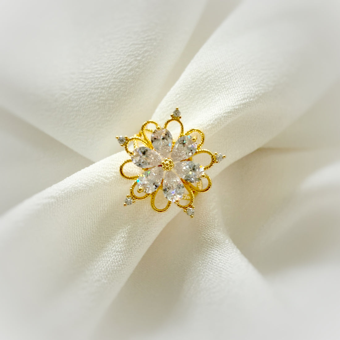 Lotus Flower Gold Adjustable Ring - Sisilia Jewels
