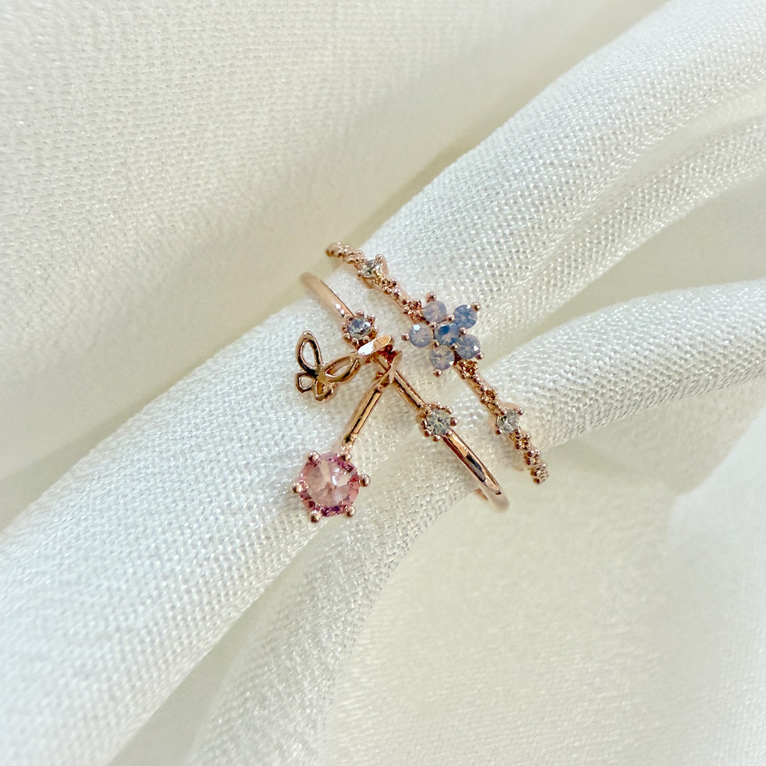 Forget-Me-Not Rose Gold Double Band Ring - Sisilia Jewels
