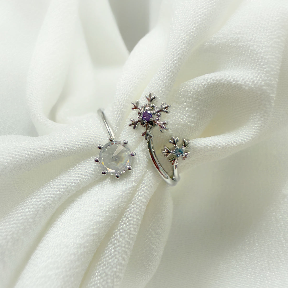 Sparkly Snowflake Silver Adjustable Ring - Sisilia Jewels