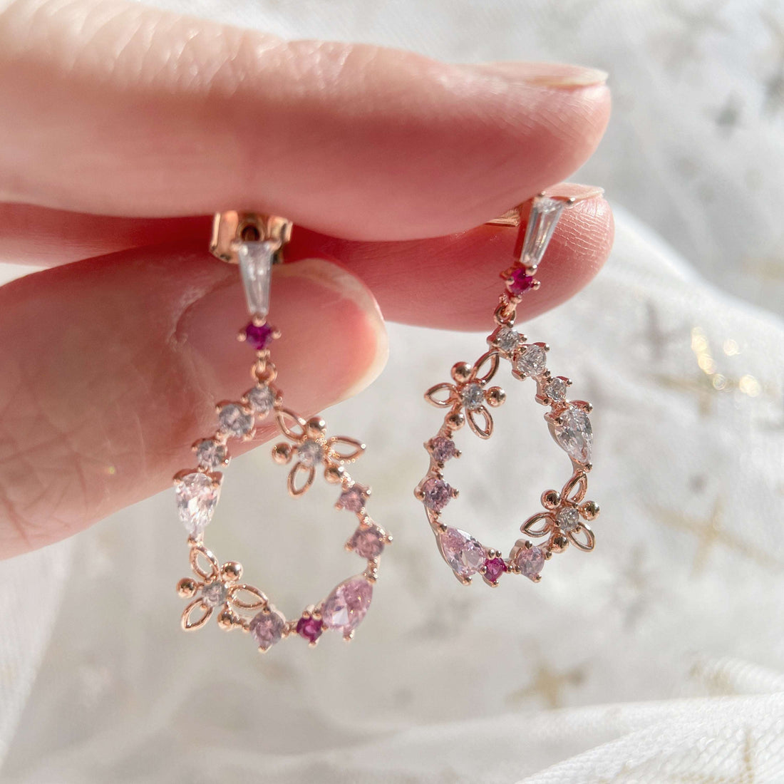 Trillium Rose Gold Drop Earrings - Sisilia Jewels