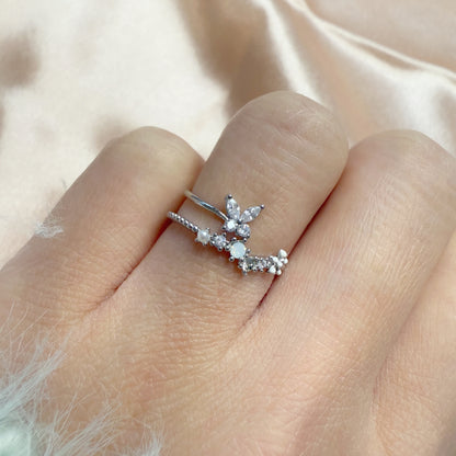 Silver butterfly open band nail ring - Sisilia Jewels