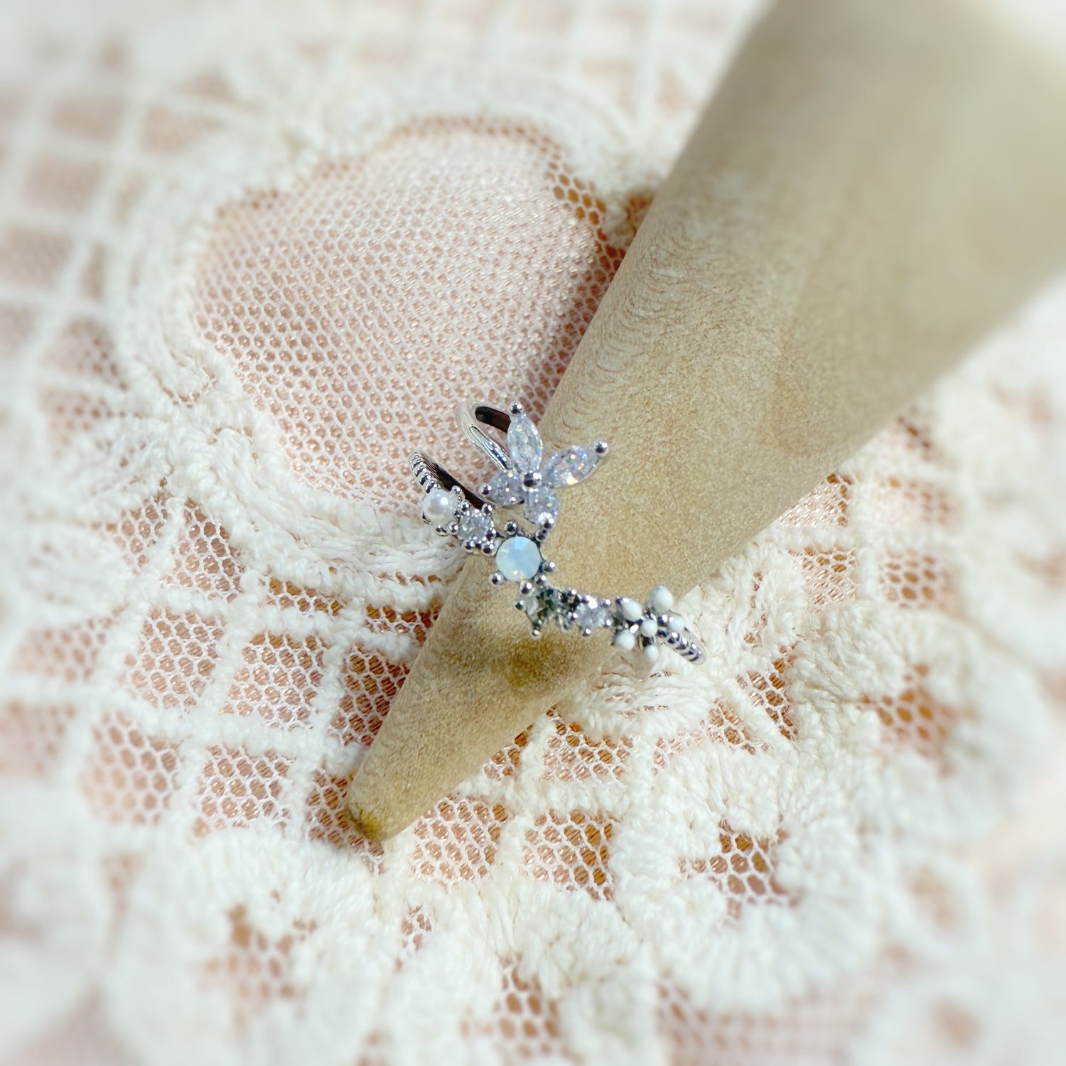 Silver butterfly open band nail ring - Sisilia Jewels