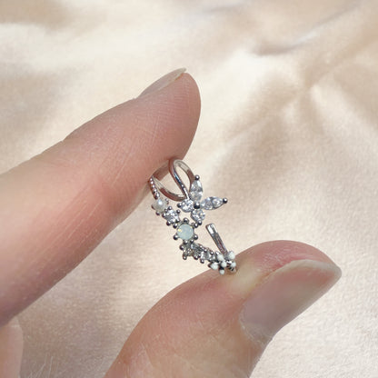 Silver butterfly open band nail ring - Sisilia Jewels