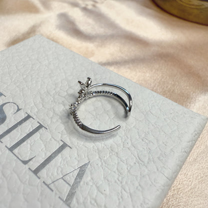 Silver butterfly open band nail ring - Sisilia Jewels