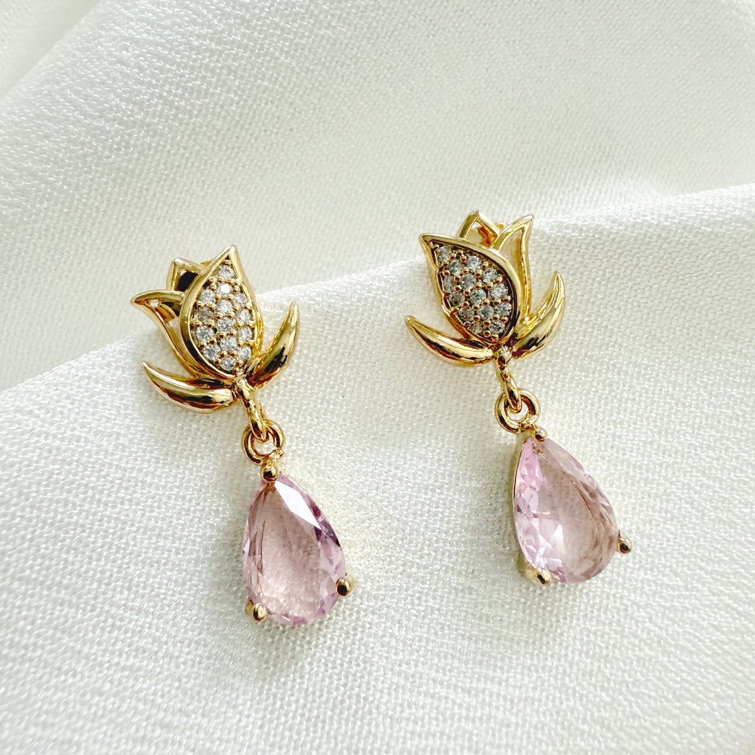 Gold Tulip Tourmaline Drop Earrings - Sisilia Jewels