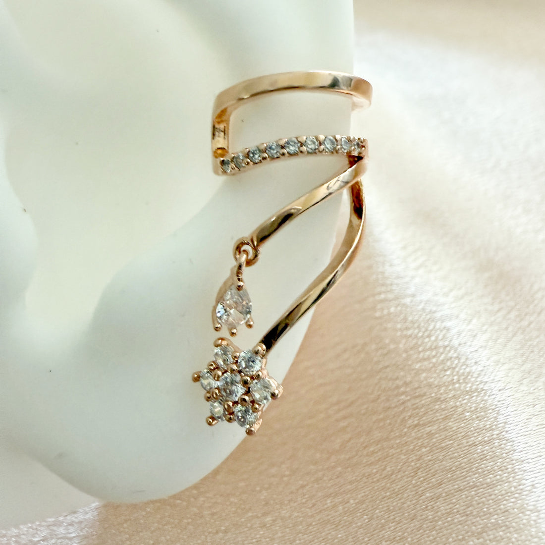 Cubic Zirconia Flower Ear Jacket - Sisilia Jewels