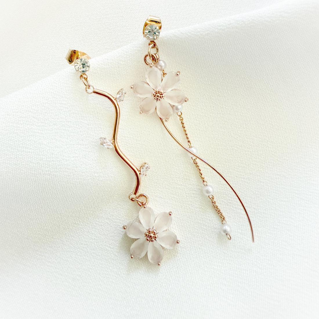 Elegant Flower Mismatched Earrings Dangles - Sisilia Jewels