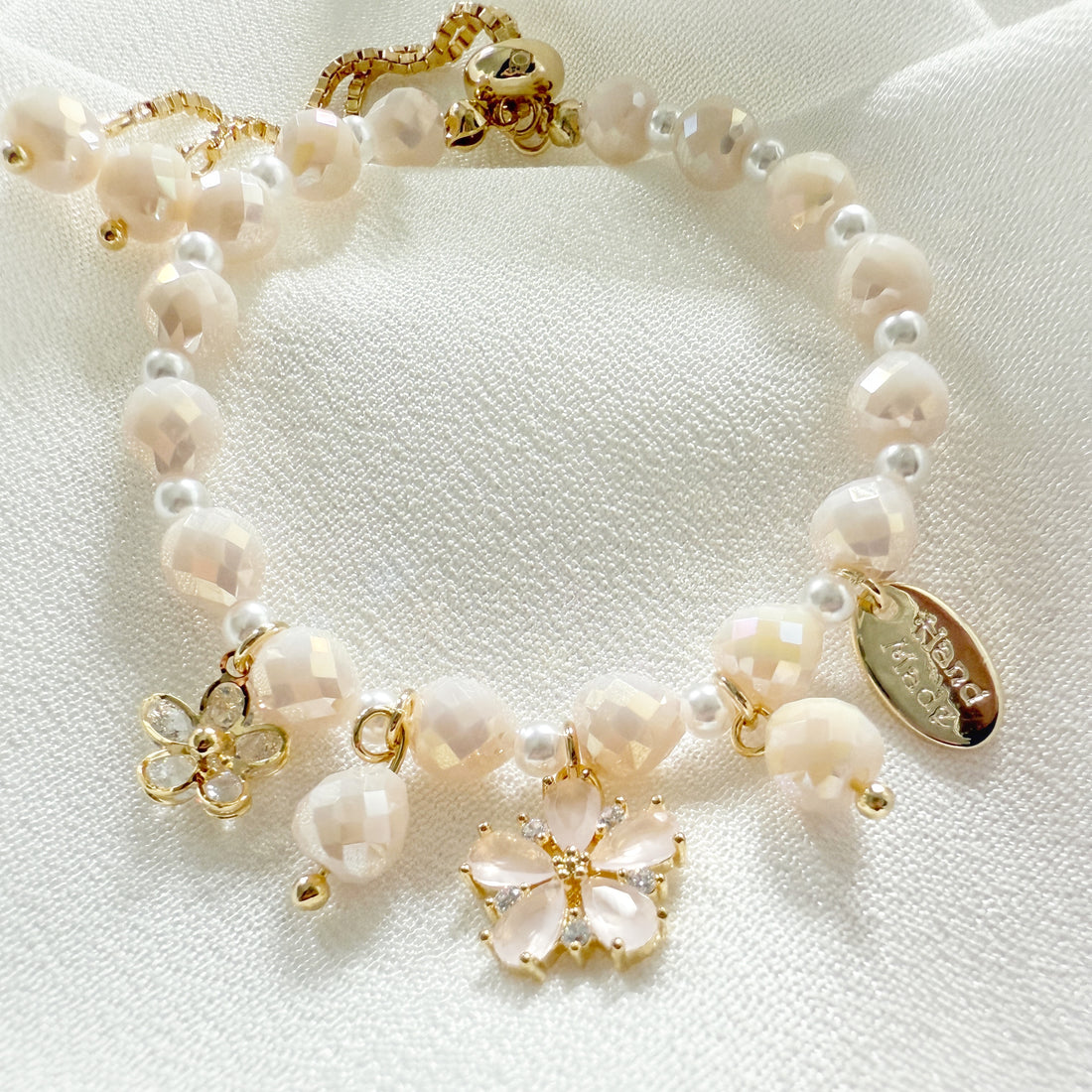 Pink flower charm bracelet - Sisilia Jewels