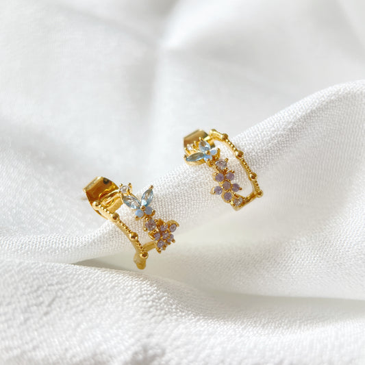 Golden Flutter Gems Duo Huggies - Sisilia Jewels