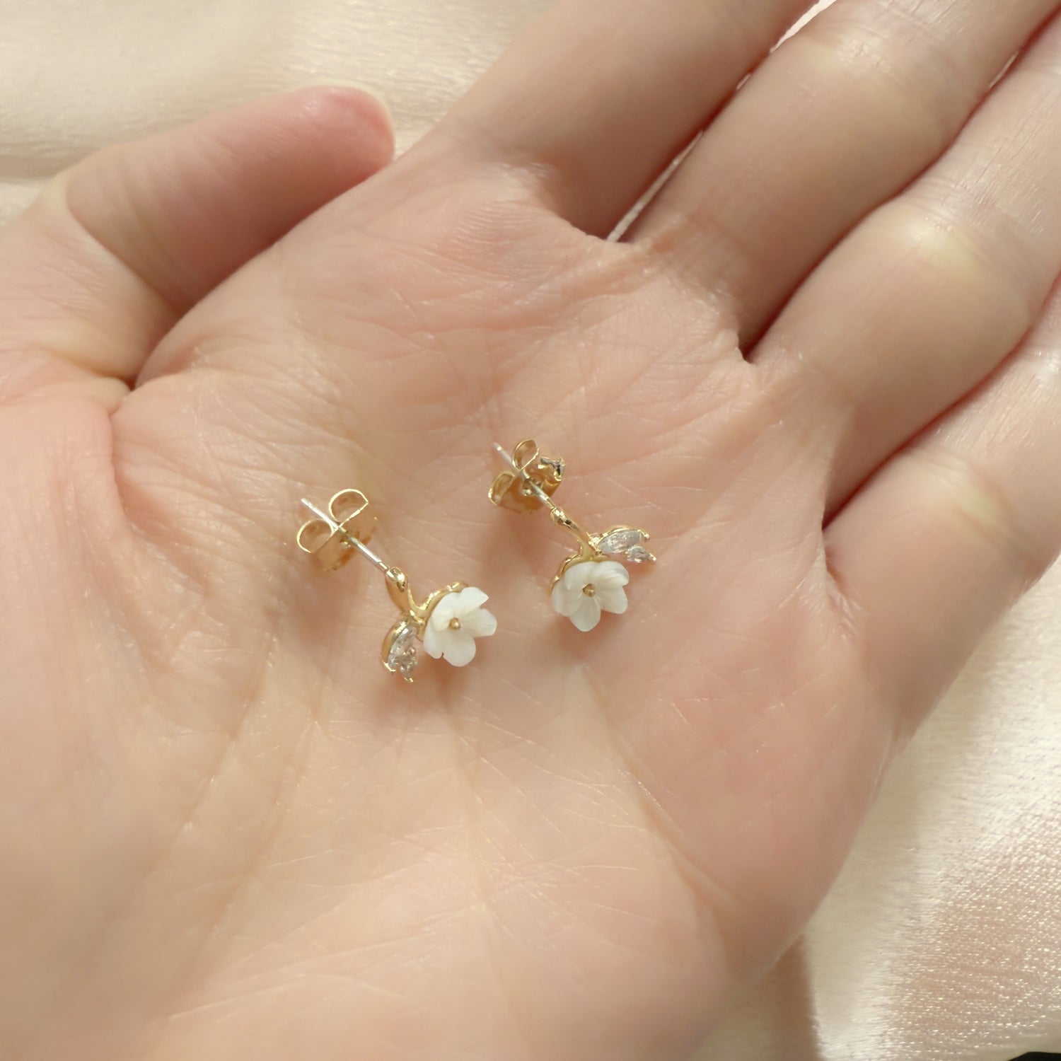 Magnolia Flower Earring Studs
