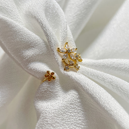 Nail Adorned Dainty Floral Gold Adjustable Ring - Sisilia Jewels